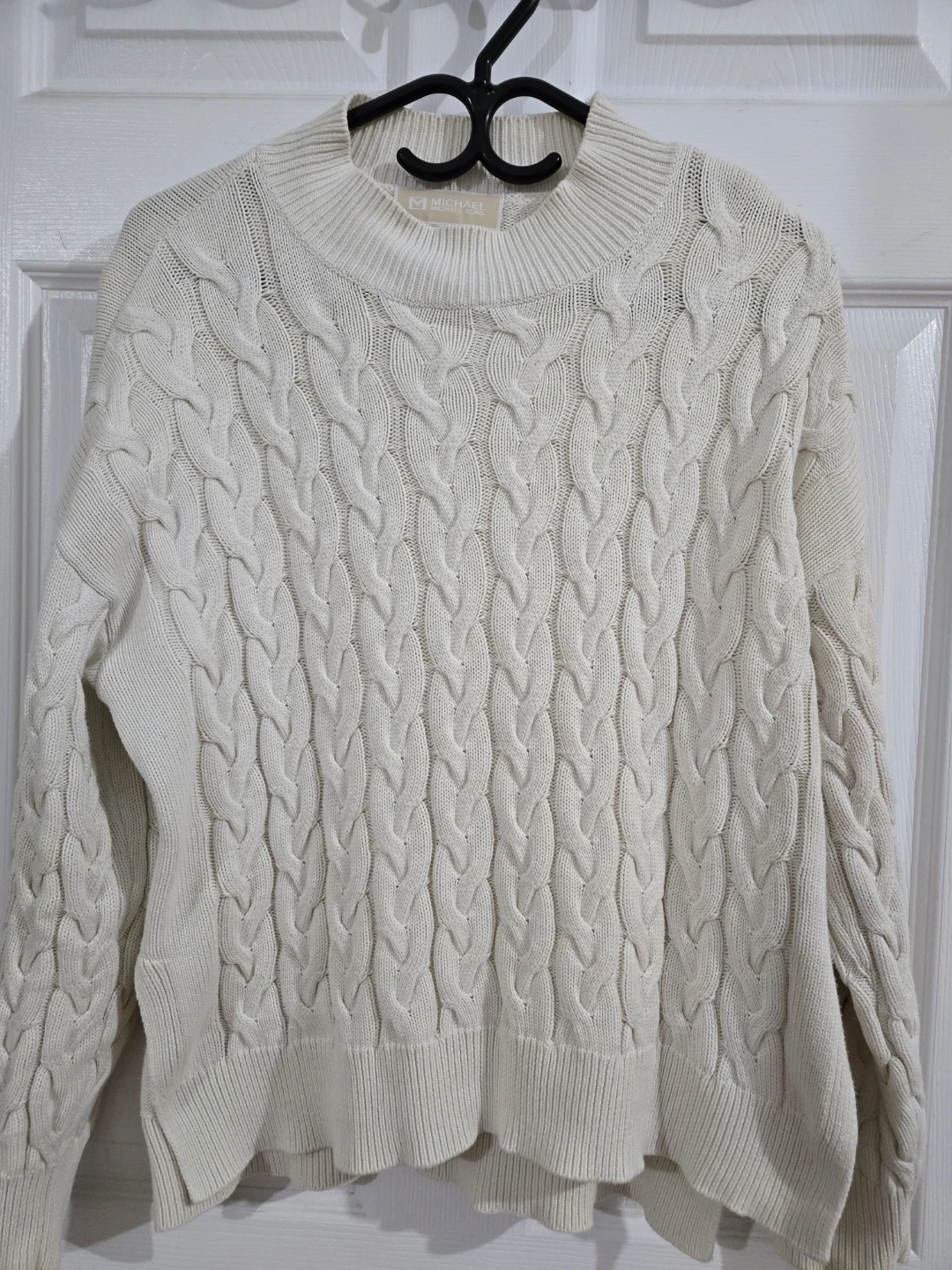 Michael Kors Cream Cable Knit Sweater Size L