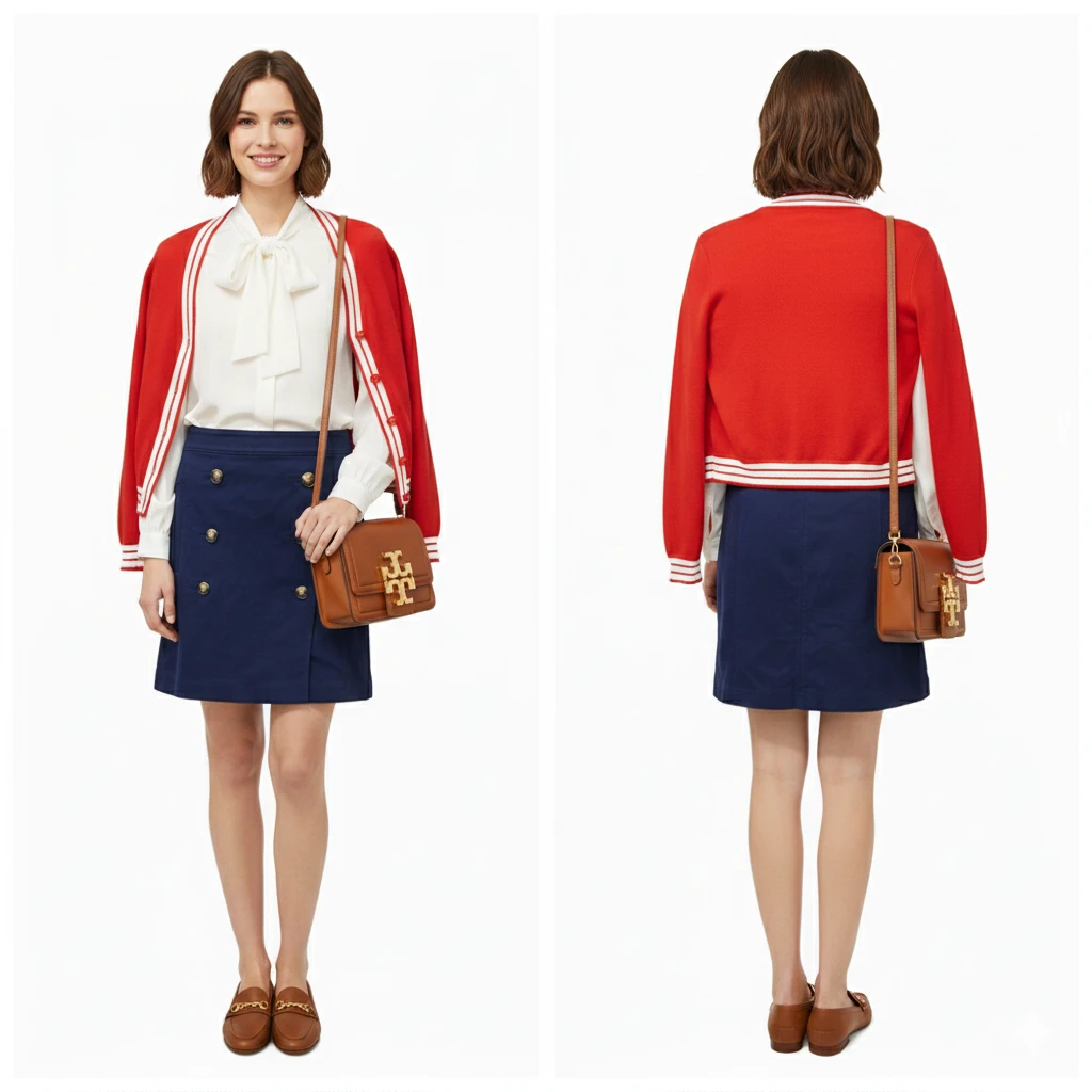 Tory Burch Navy Blue Bowen Double Breasted Button Skirt Size 0-2 - photo 3