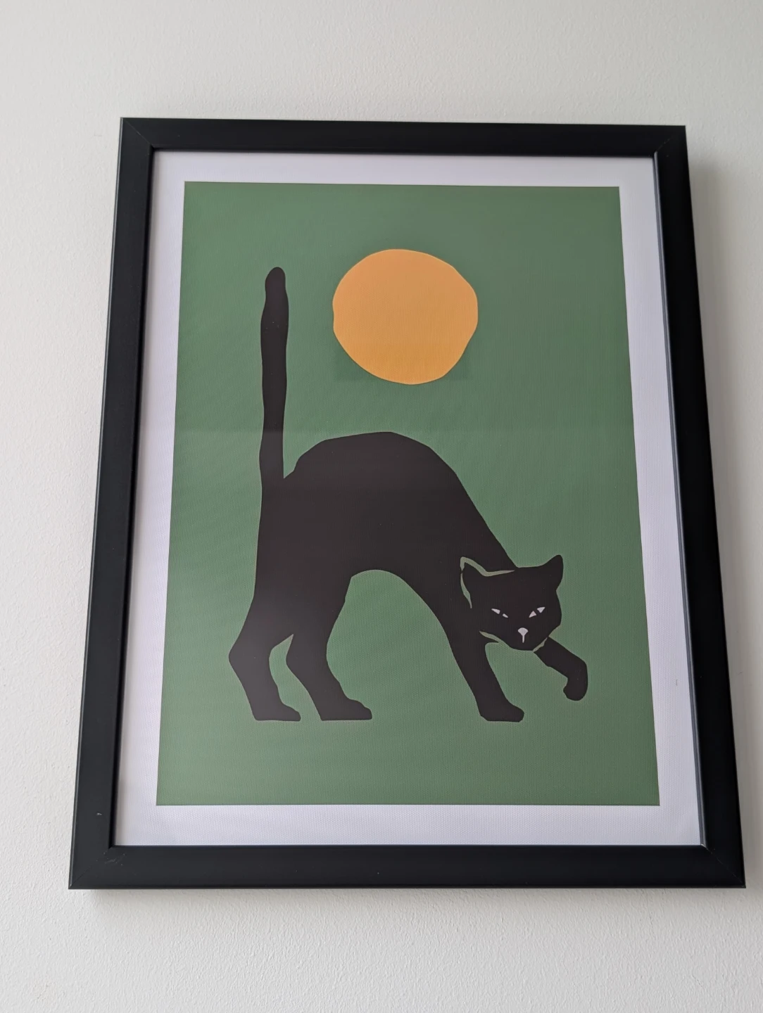 Framed Black Cat Art Print 30x40cm