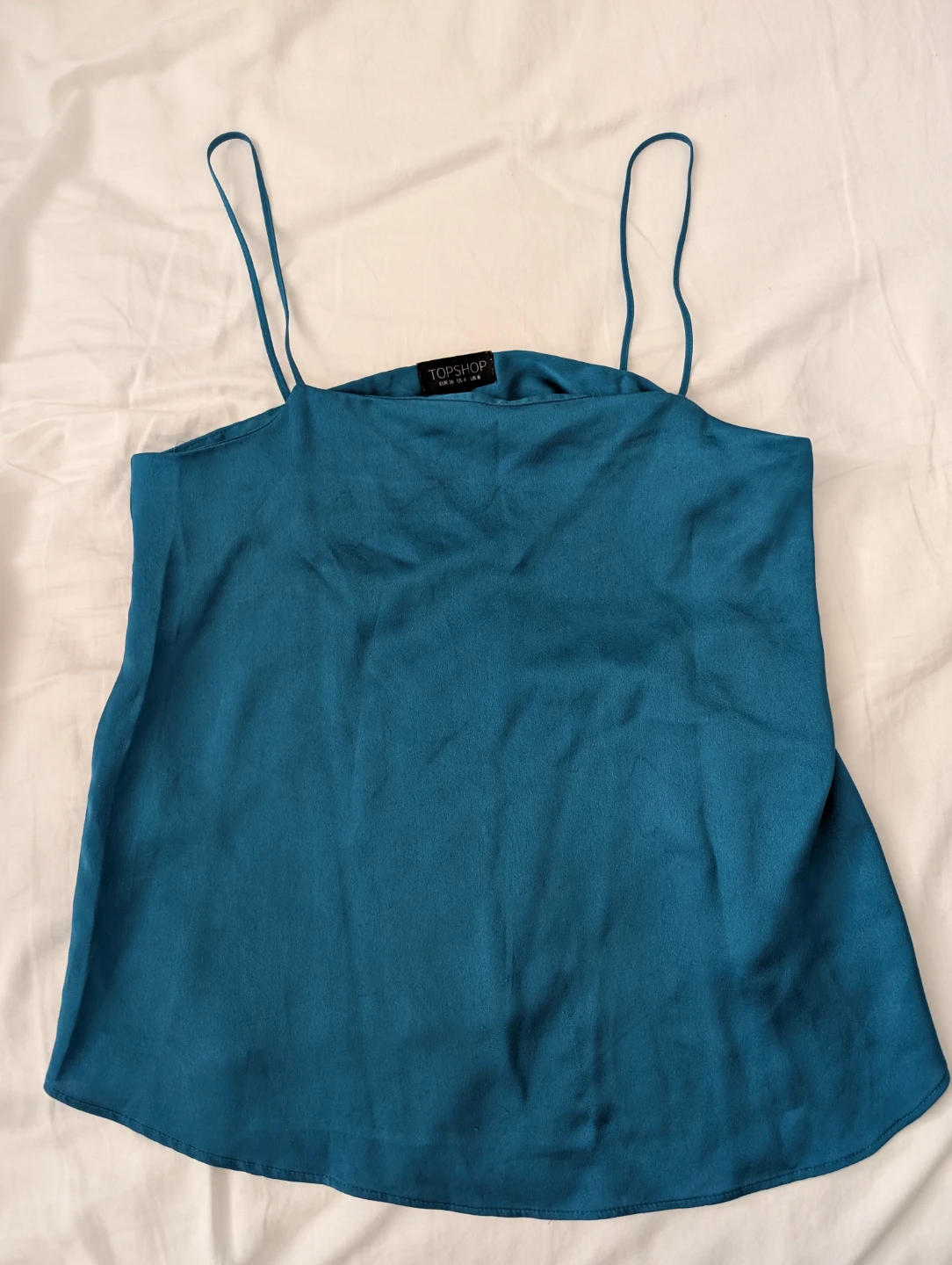 TOPSHOP Teal Blue Camisole Tank Top - US 4 Sexy Spaghetti Top