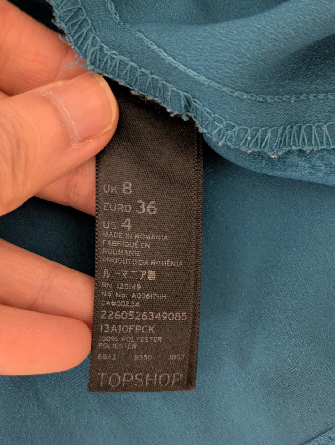TOPSHOP Teal Blue Camisole Tank Top - US 4 Sexy Spaghetti Top - photo 3