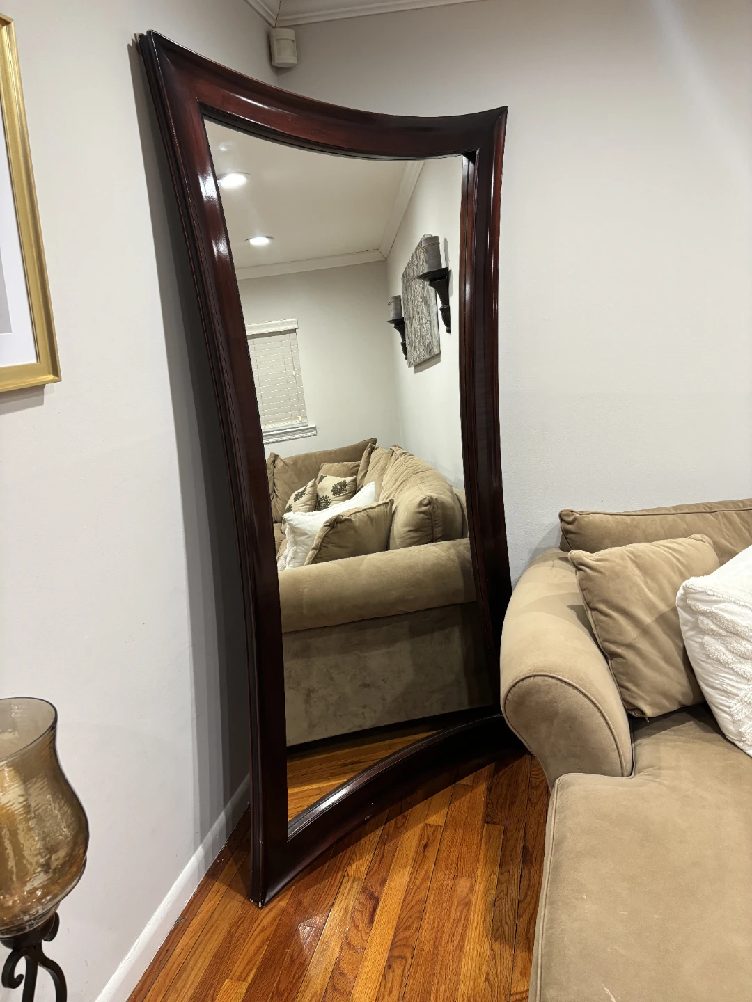 Tall Floor Mirror with Dark Wood Frame