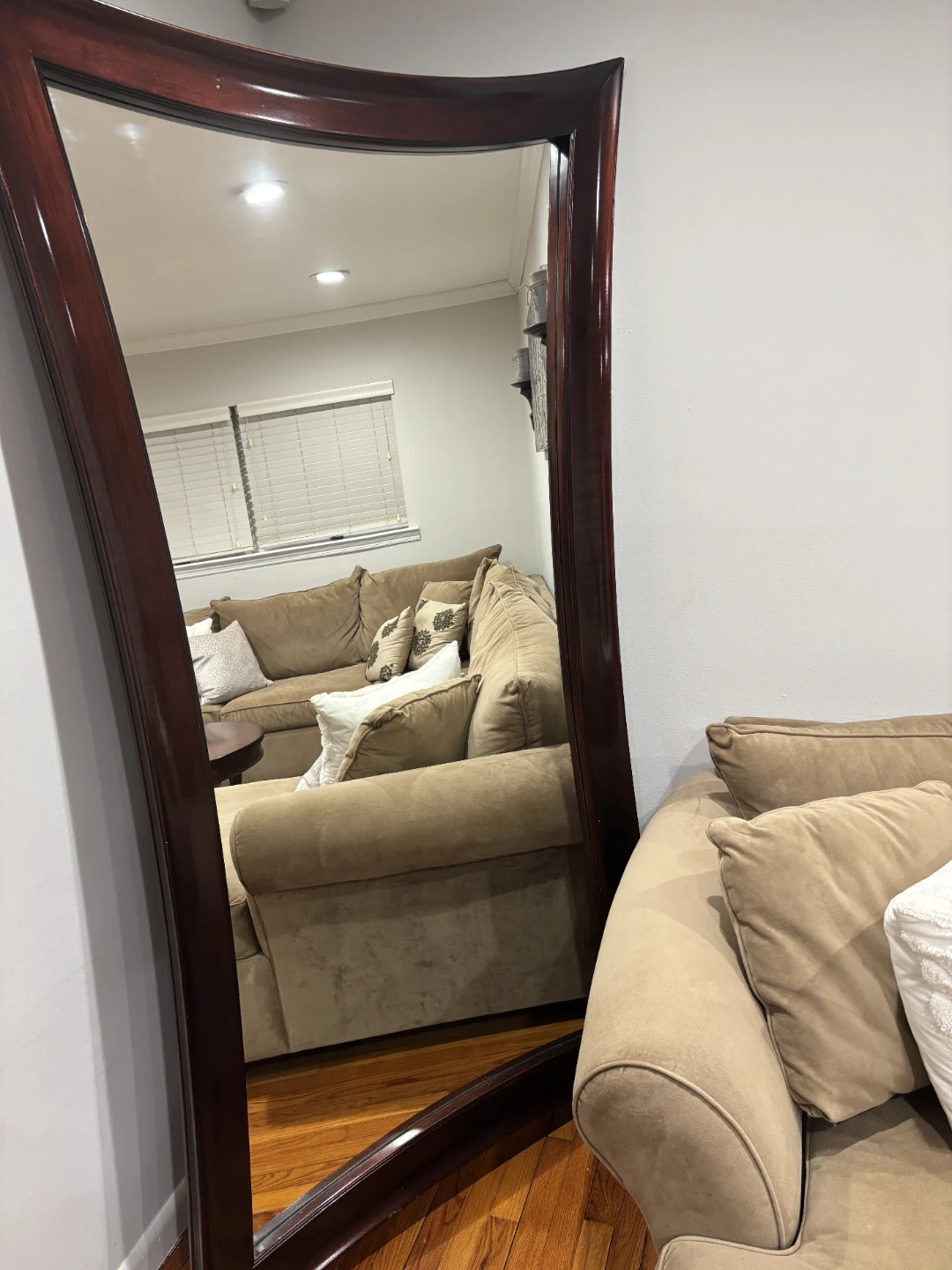 Tall Floor Mirror with Dark Wood Frame - photo 2
