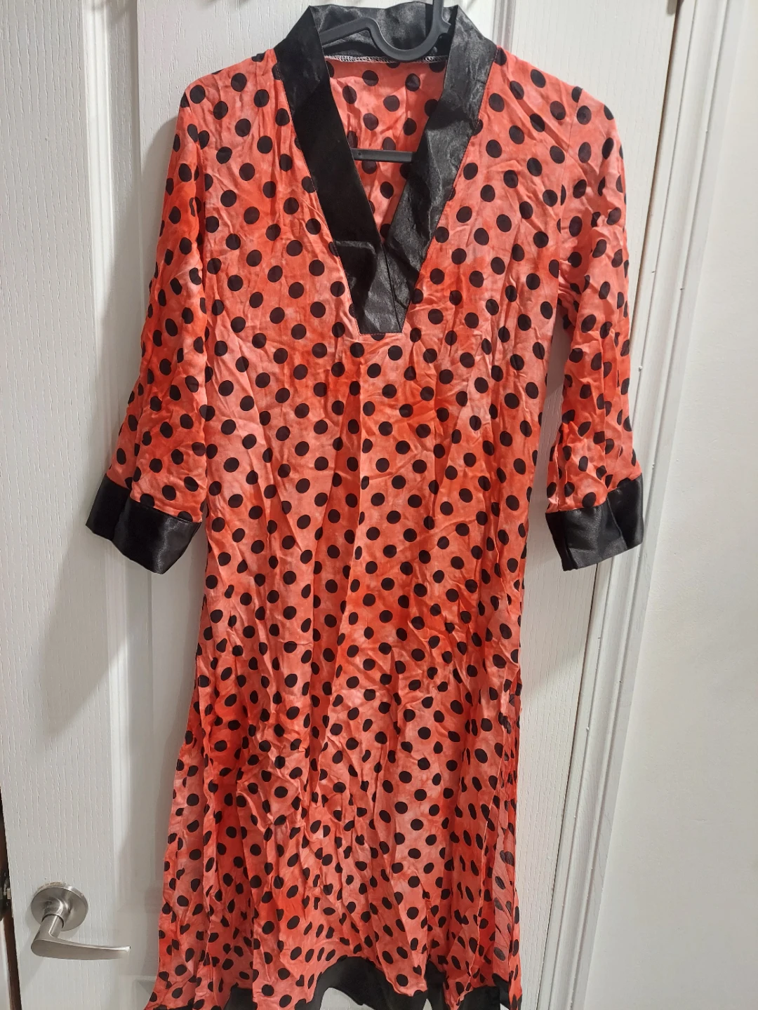 Orange and Black Polka Dot Kimono Robe