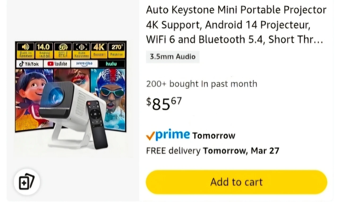 Portable LED Projector with HDMI and USB