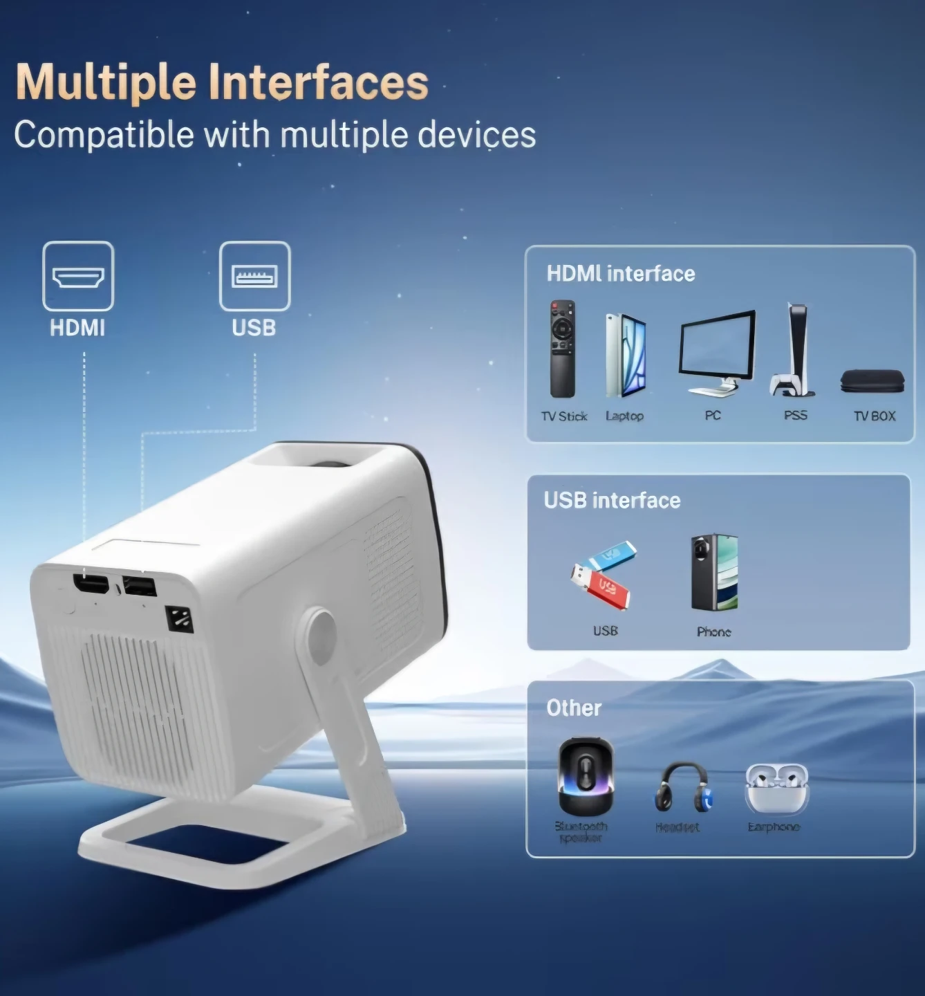 Portable LED Projector with HDMI and USB - photo 5