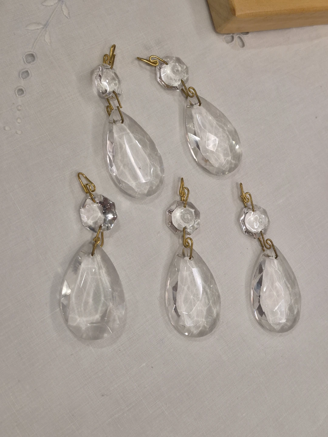 Lot of 5 Glass Teardrop Crystals Charms Decor Crafting DIYs - photo 2