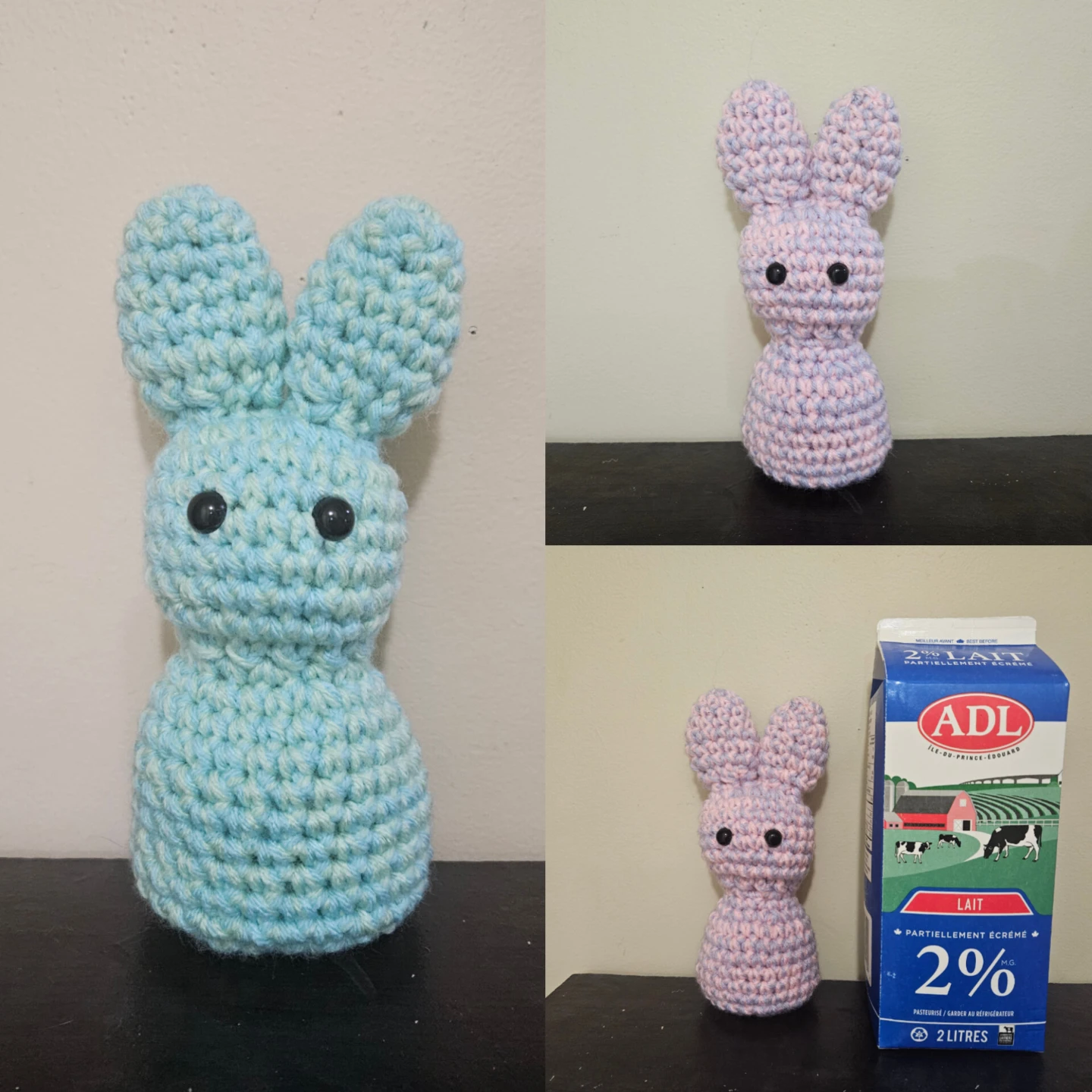 Handmade Crochet Bunny peeps (Blue & Pink)