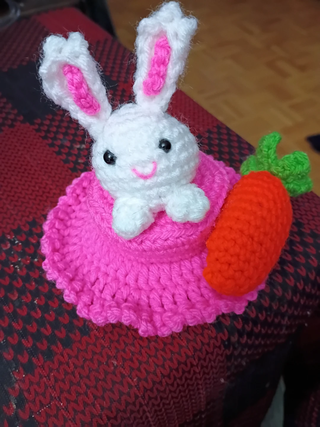 Handmade Crocheted Bunny with Carrot Hair Clip