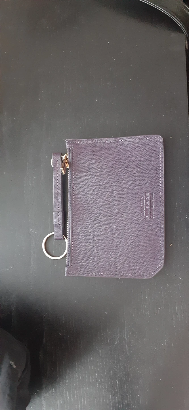 Purple Card Holder with Zipper and Keyring