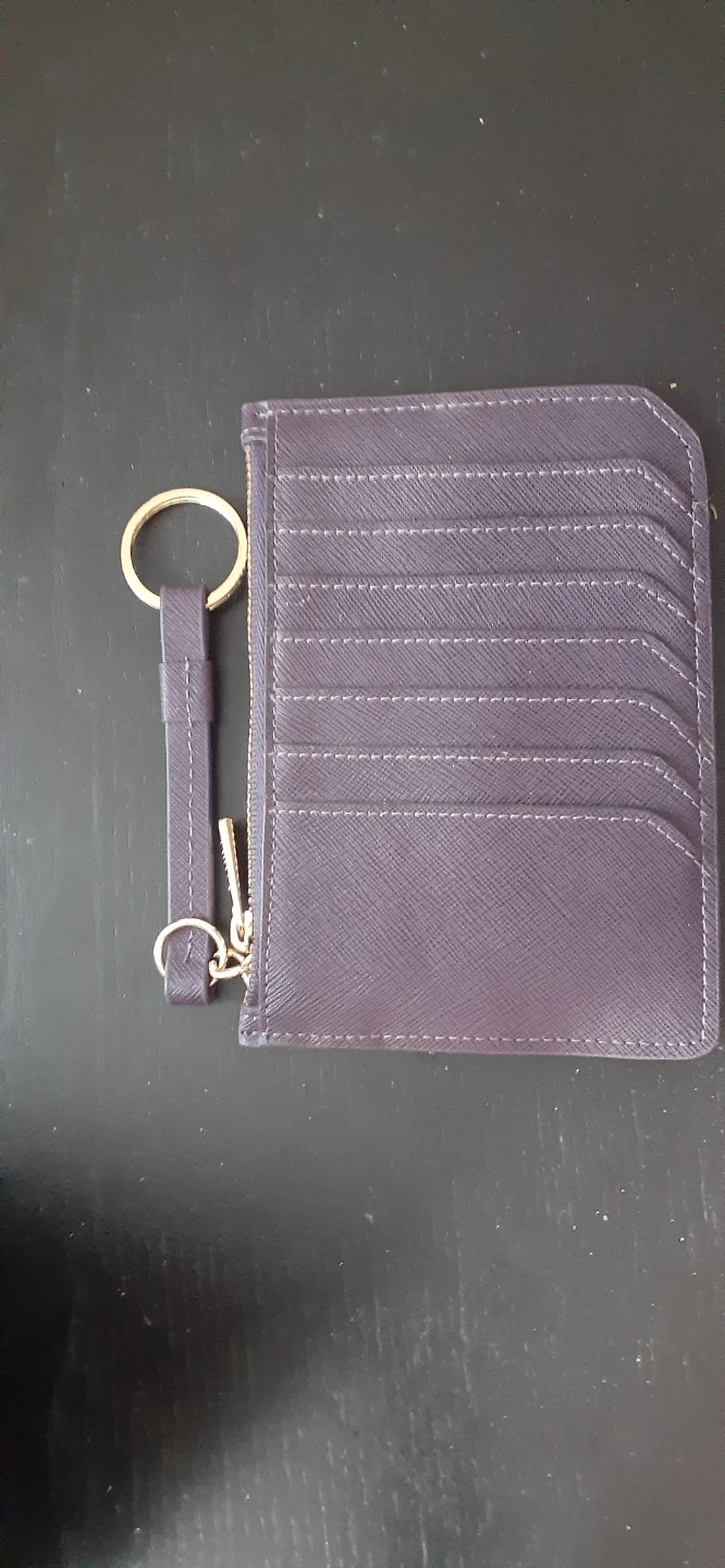 Purple Card Holder with Zipper and Keyring - photo 2