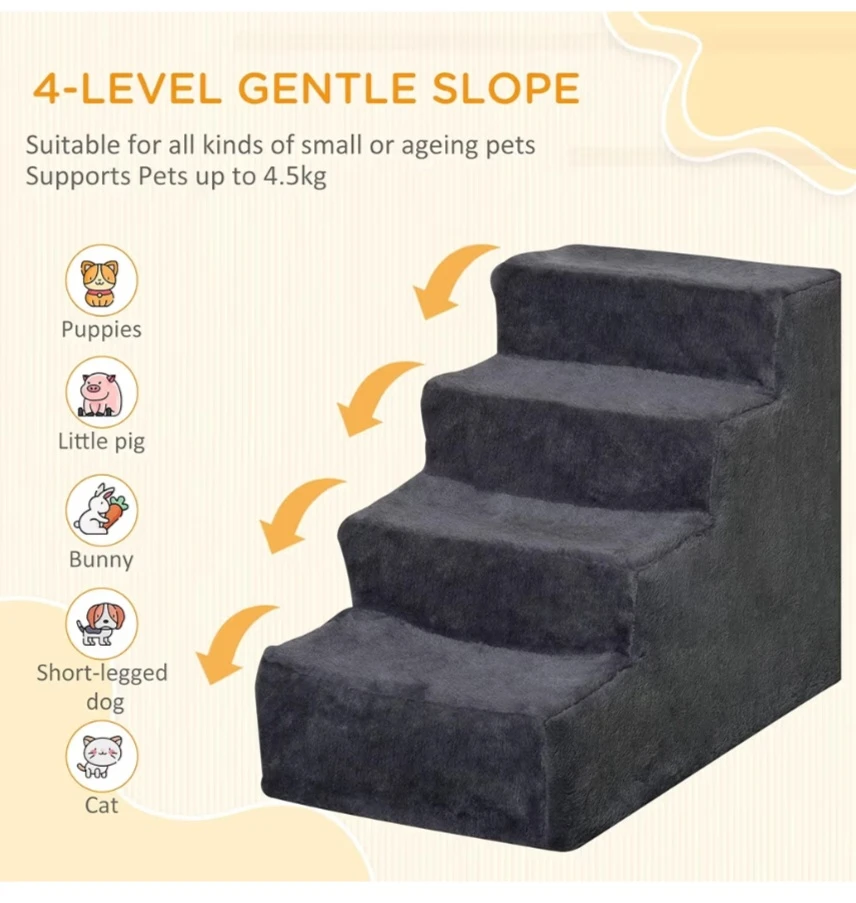 4-Step Pet Stairs for Small Dogs & Cats