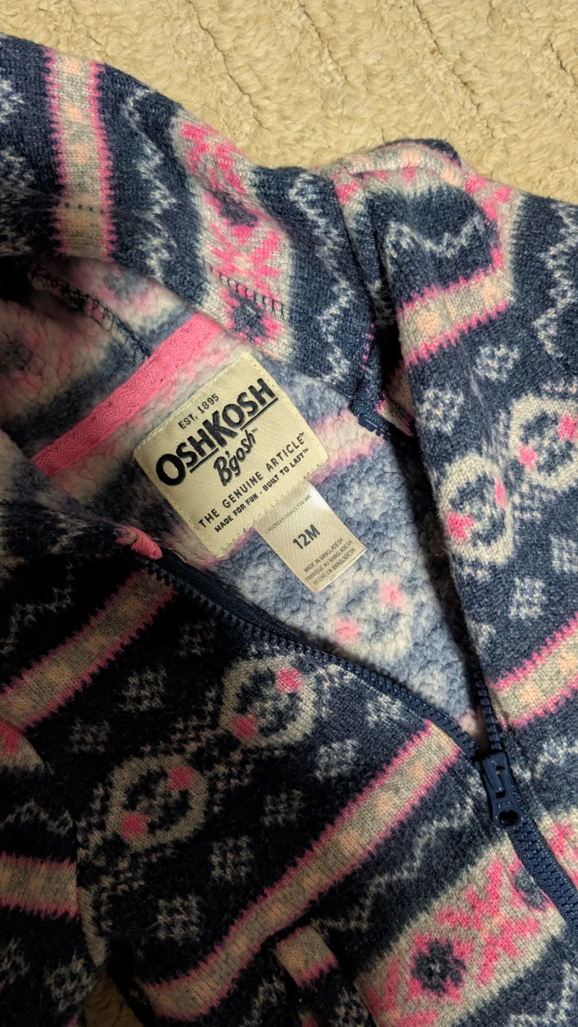 OshKosh B'gosh Fleece Hoodie Size 12 Months - photo 2