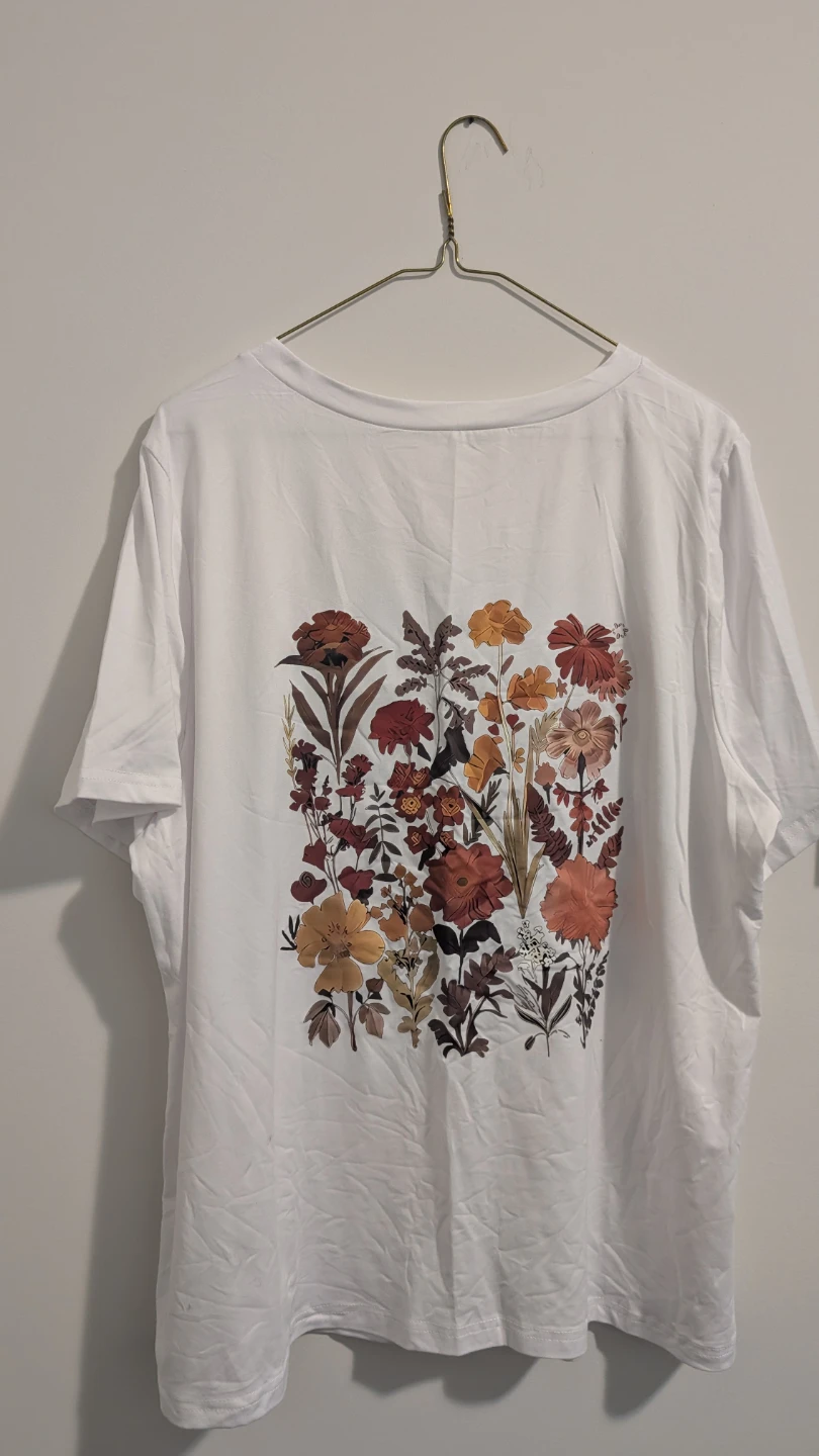 White T-Shirt with Floral Print - photo 2