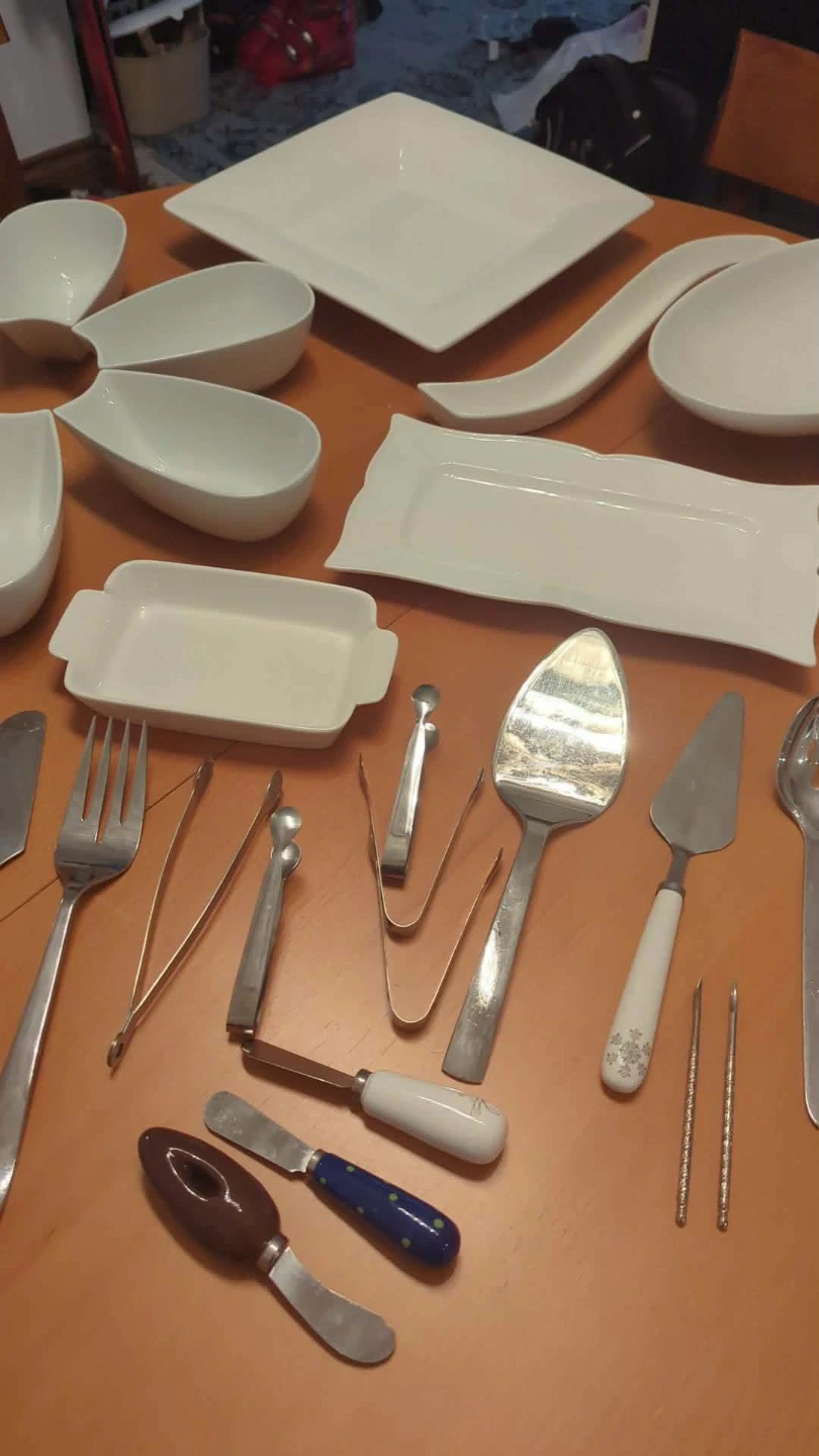 35pc Assorted White Ceramic Serving Platters and Utensils - photo 2