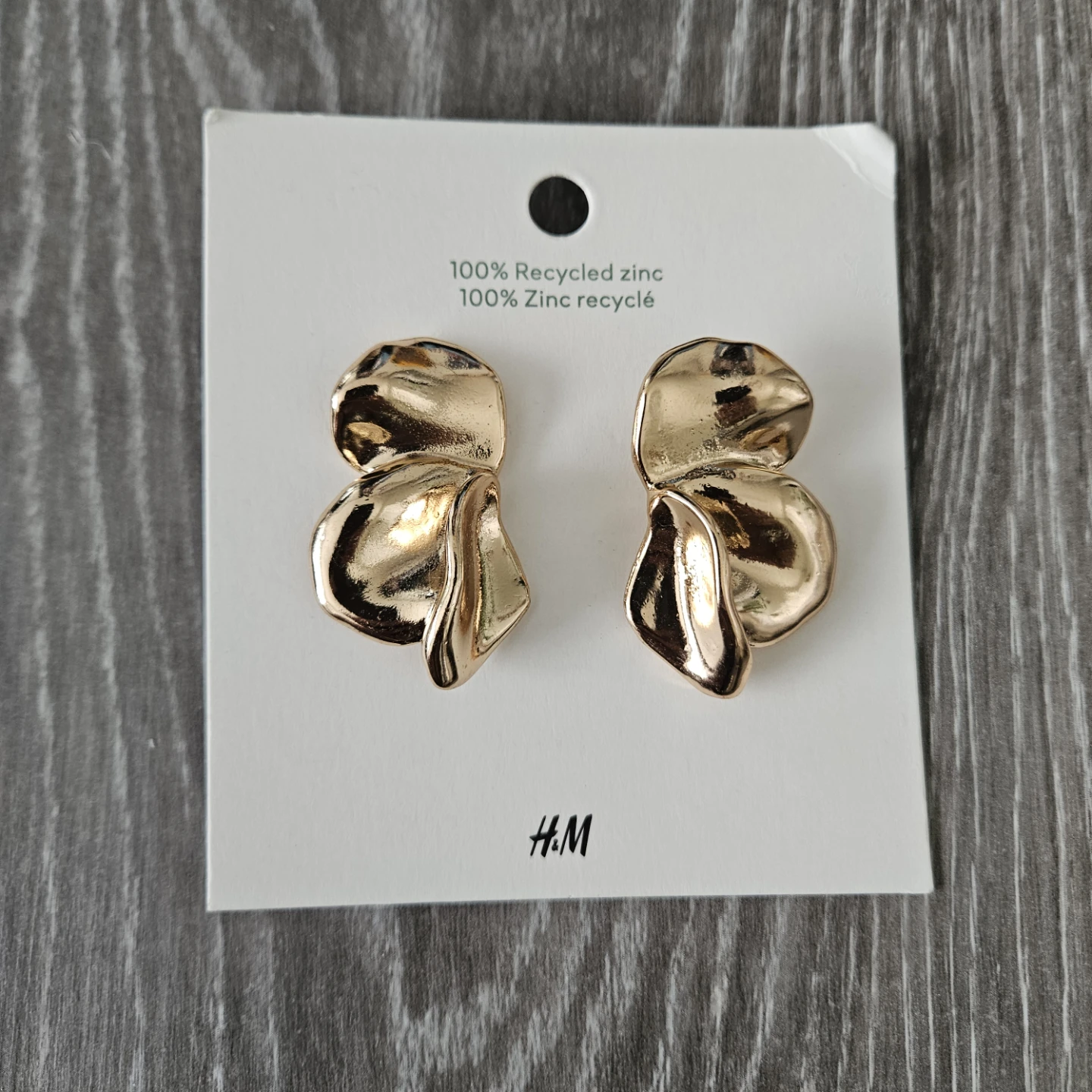 H&M Gold Tone Petal Drop Earrings