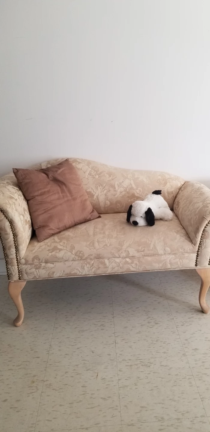 Cream Brocade Loveseat