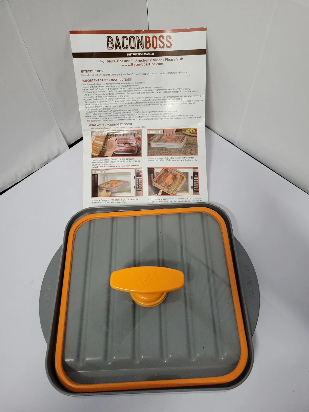 BaconBoss Microwave Bacon Cooker Tray with Lid