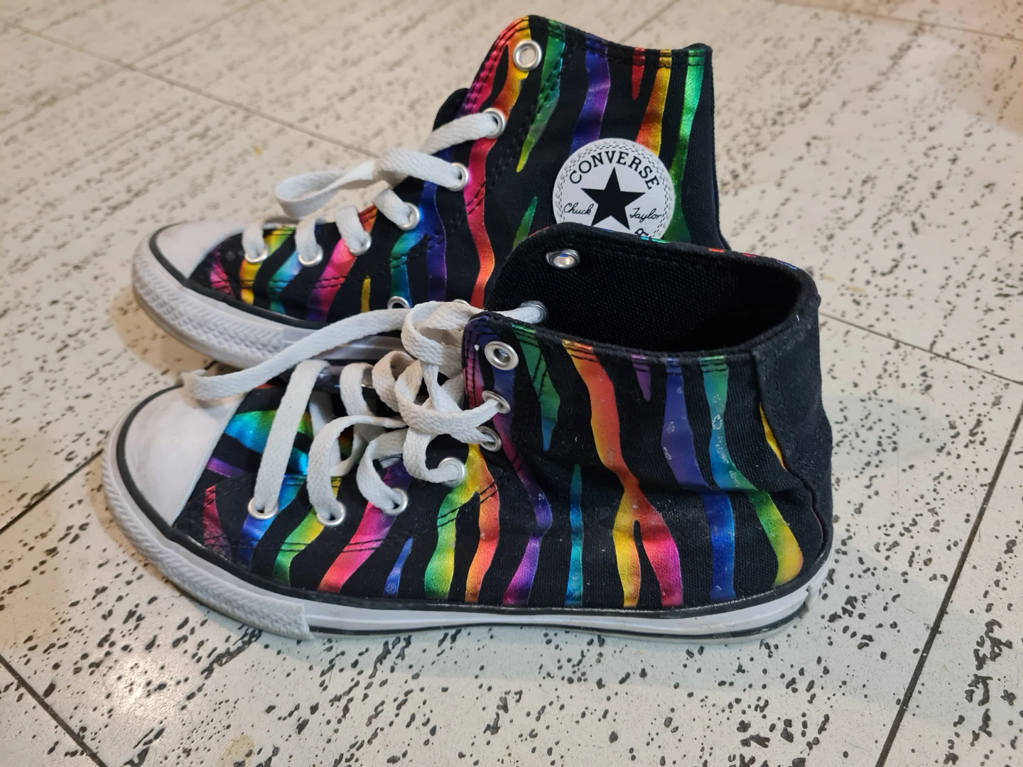 Converse Chuck Taylor All Star High Top Rainbow Zebra Sneakers