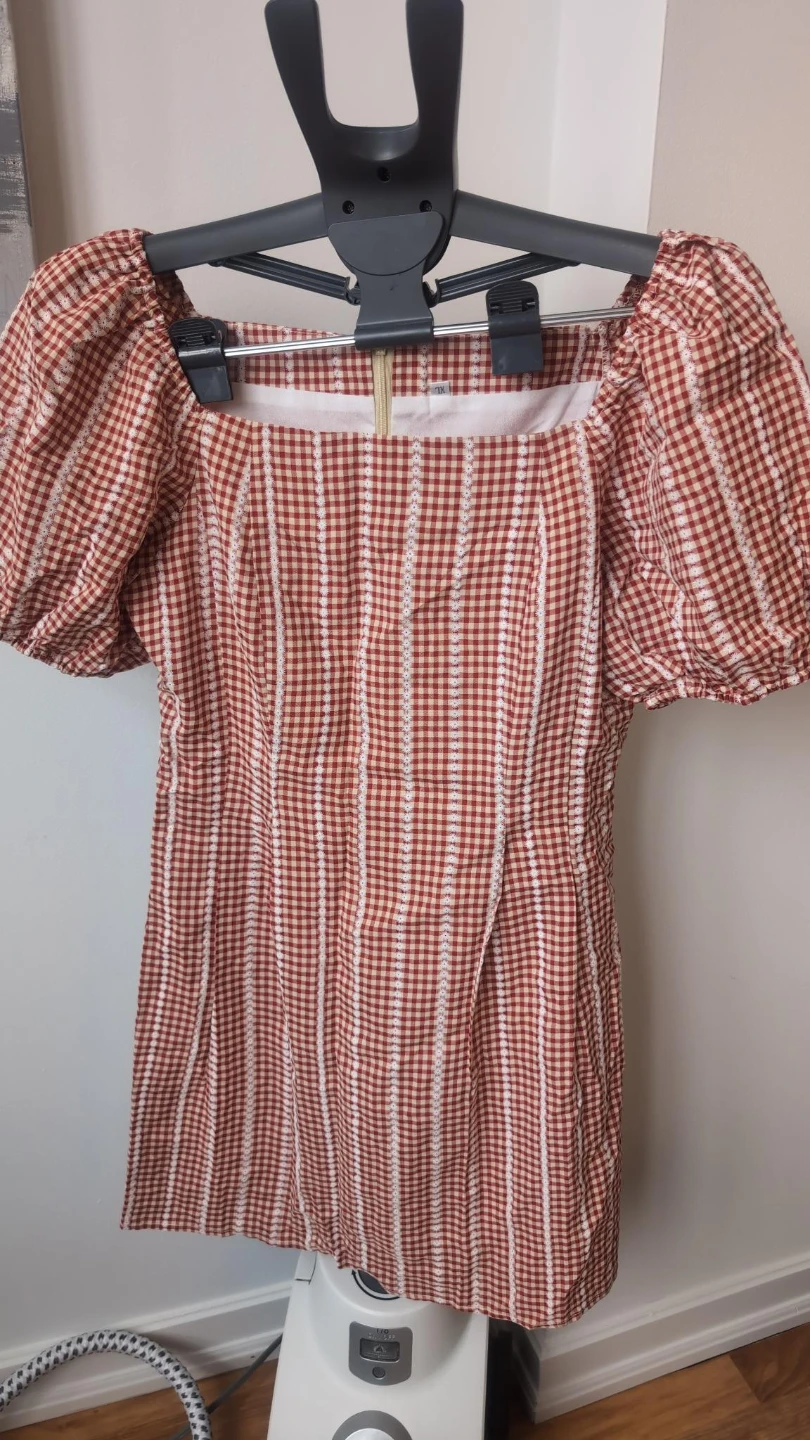 Red Gingham Puff Sleeve Dress Size XL