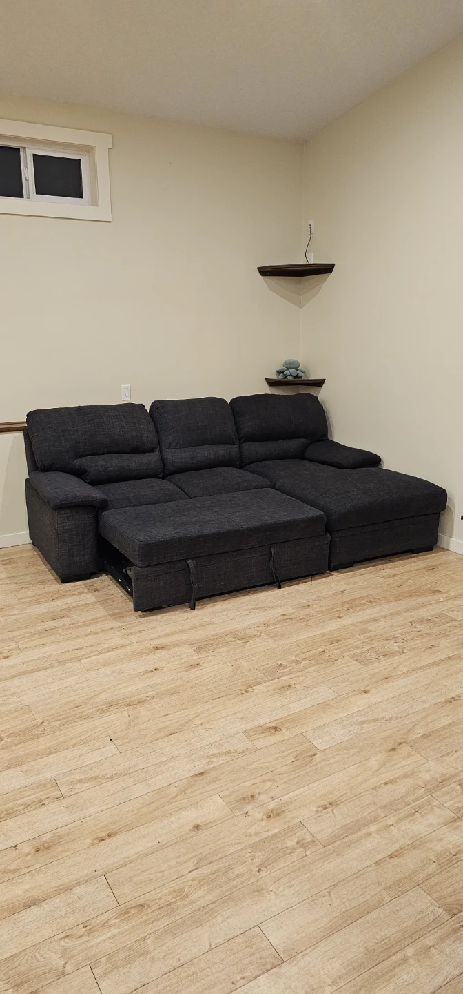 Dark Grey Sectional Sofa with Sleeper Function