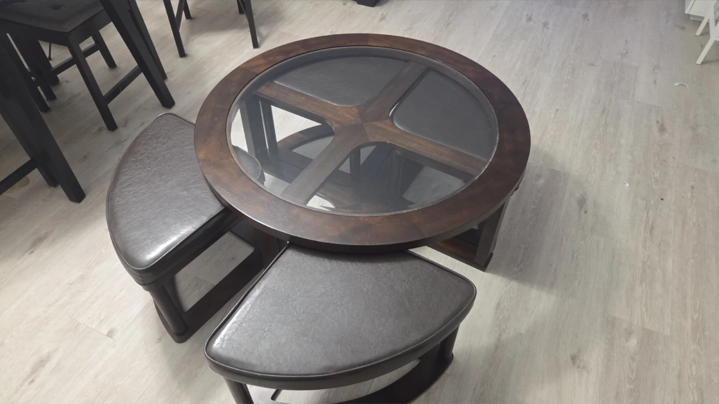 Mahogany Coffee Table w/ Stools