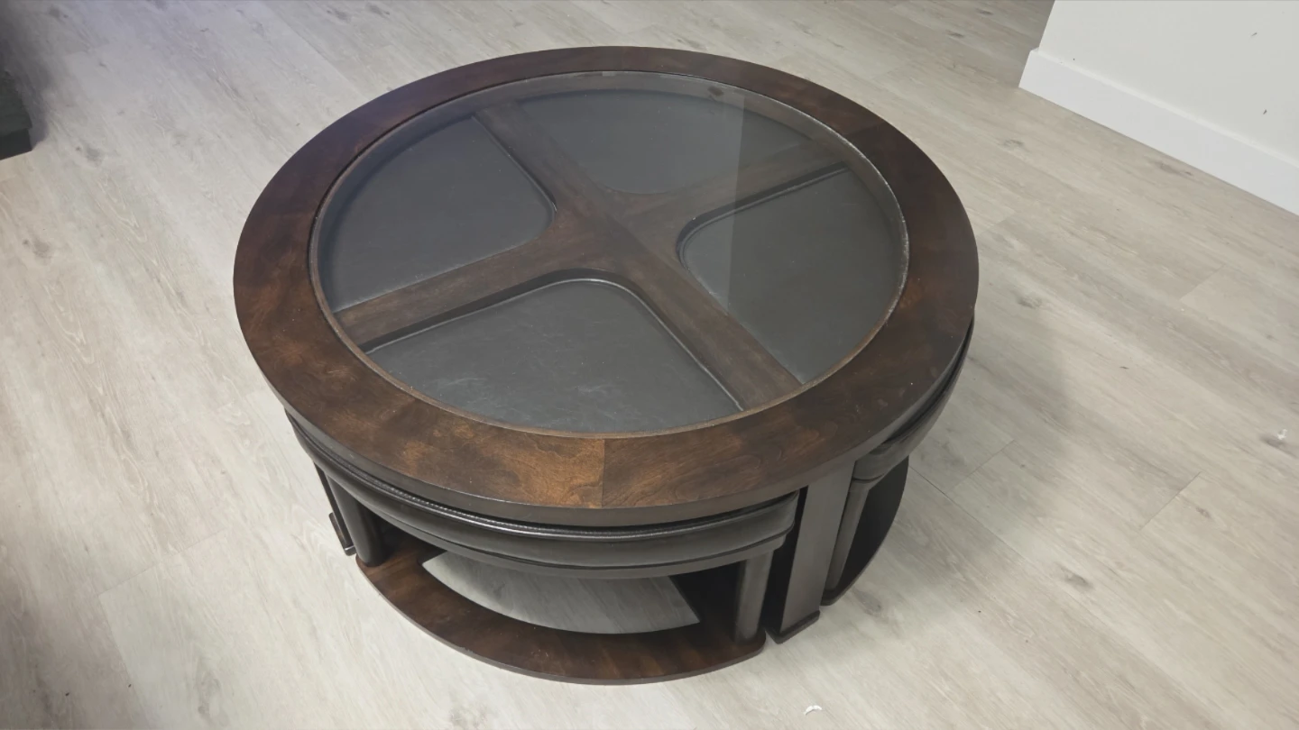 Mahogany Coffee Table w/ Stools - photo 2