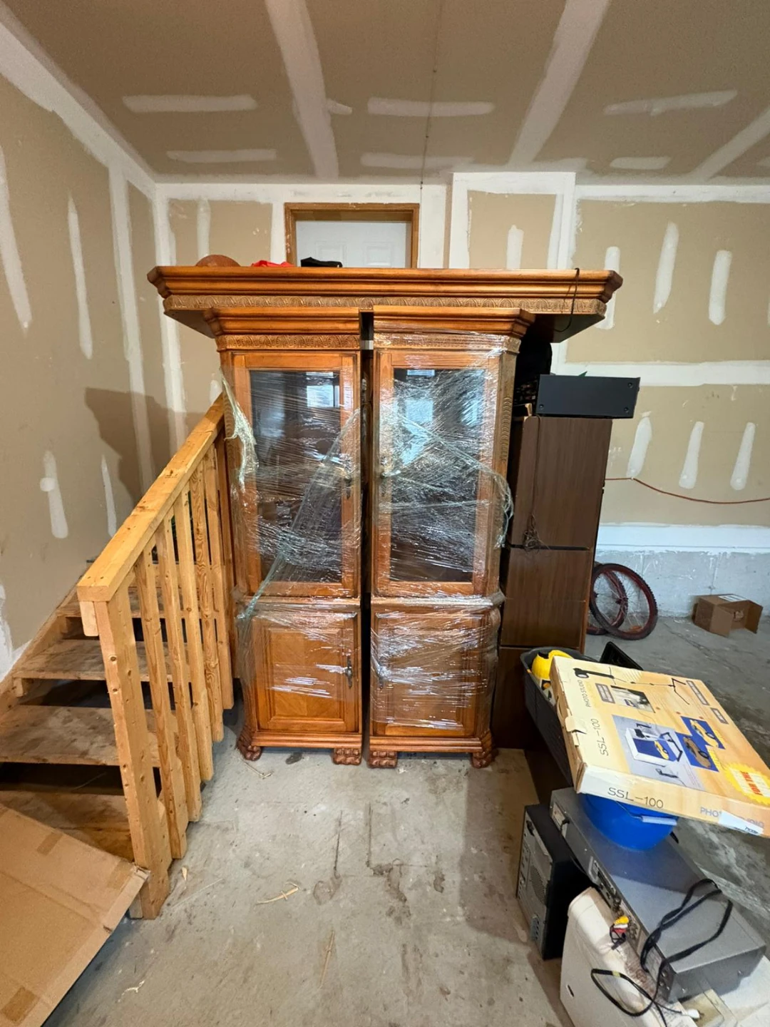 Wooden China Cabinet with Glass Doors
