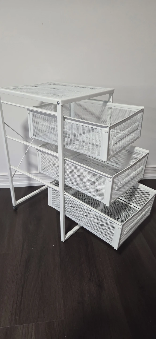 White 3-Drawer Storage Cart - photo 2