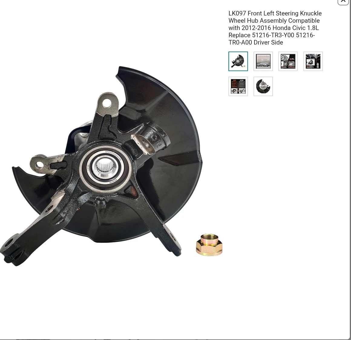 LK097 Front Left Steering Knuckle Wheel Hub Assembly
