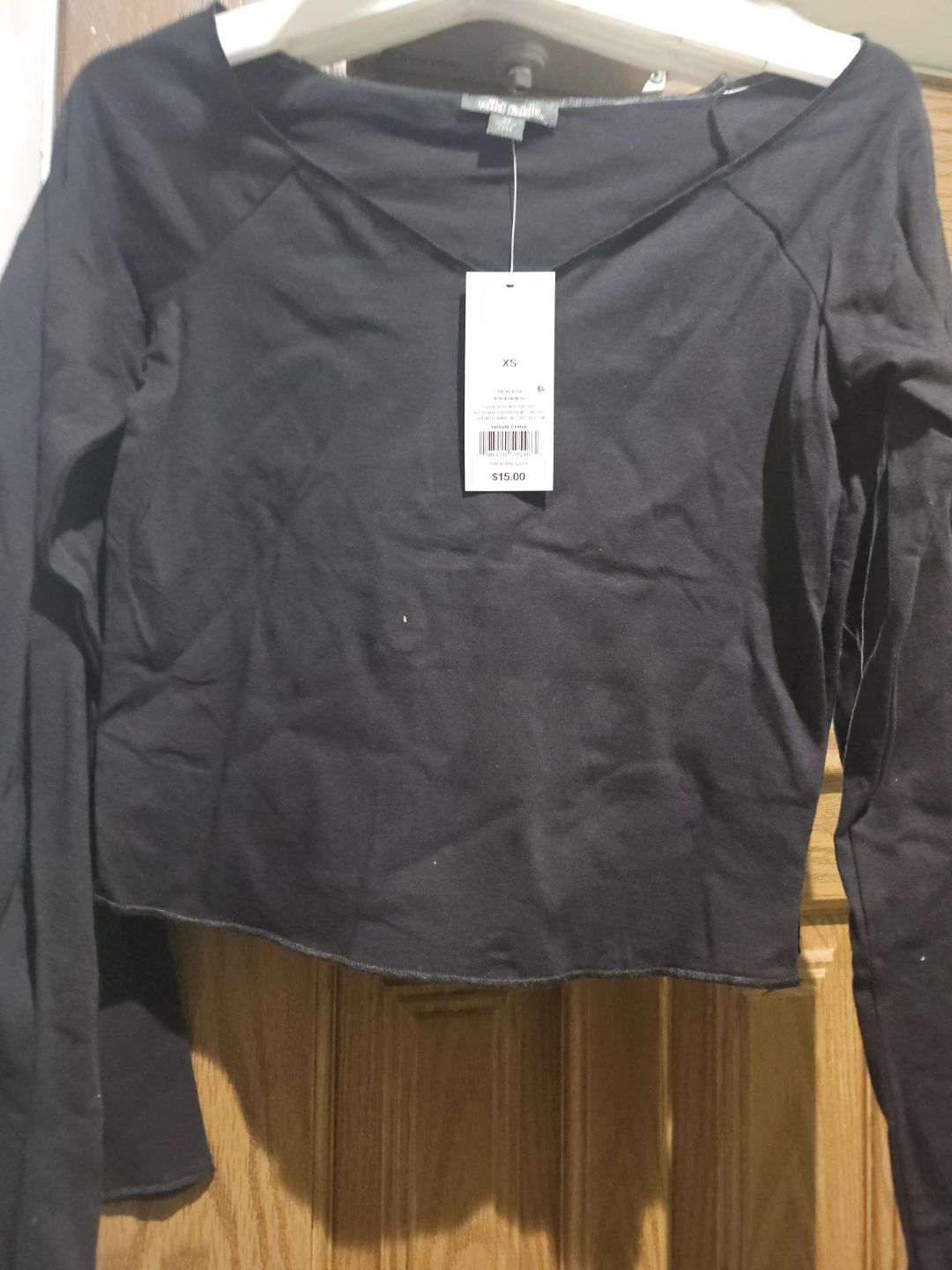 Wild Fable Black Long Sleeve Cropped Top XS