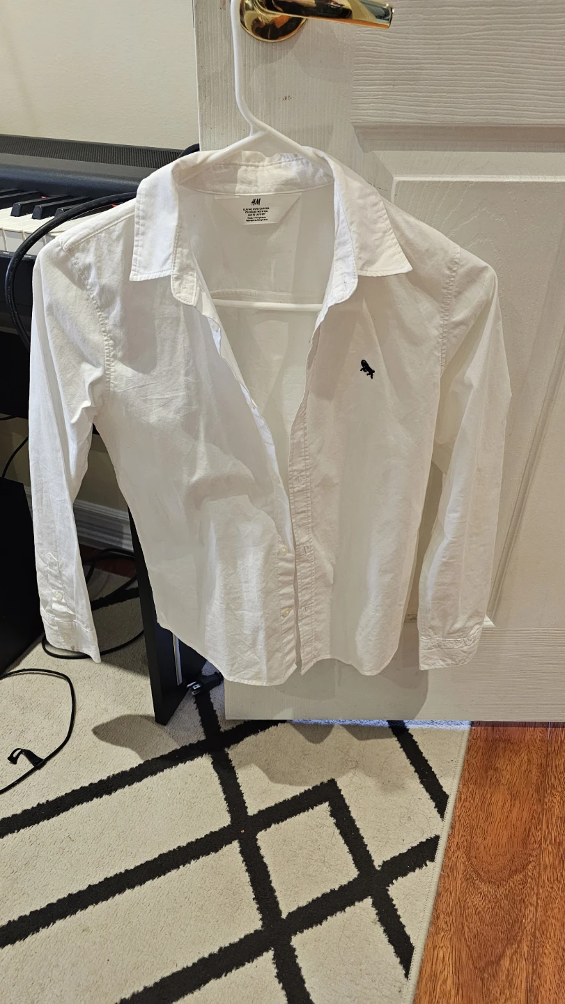 H&M White Button-Up Shirt - Size 9-10A