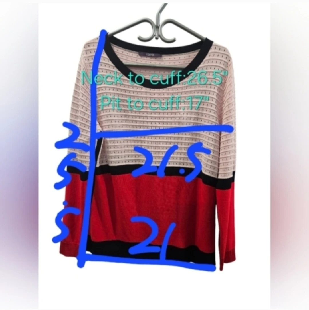 Laurel Tri-Color Striped Sweater Size 12 - photo 2