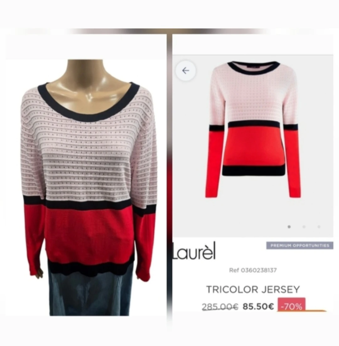 Laurel Tri-Color Striped Sweater Size 12 - photo 3
