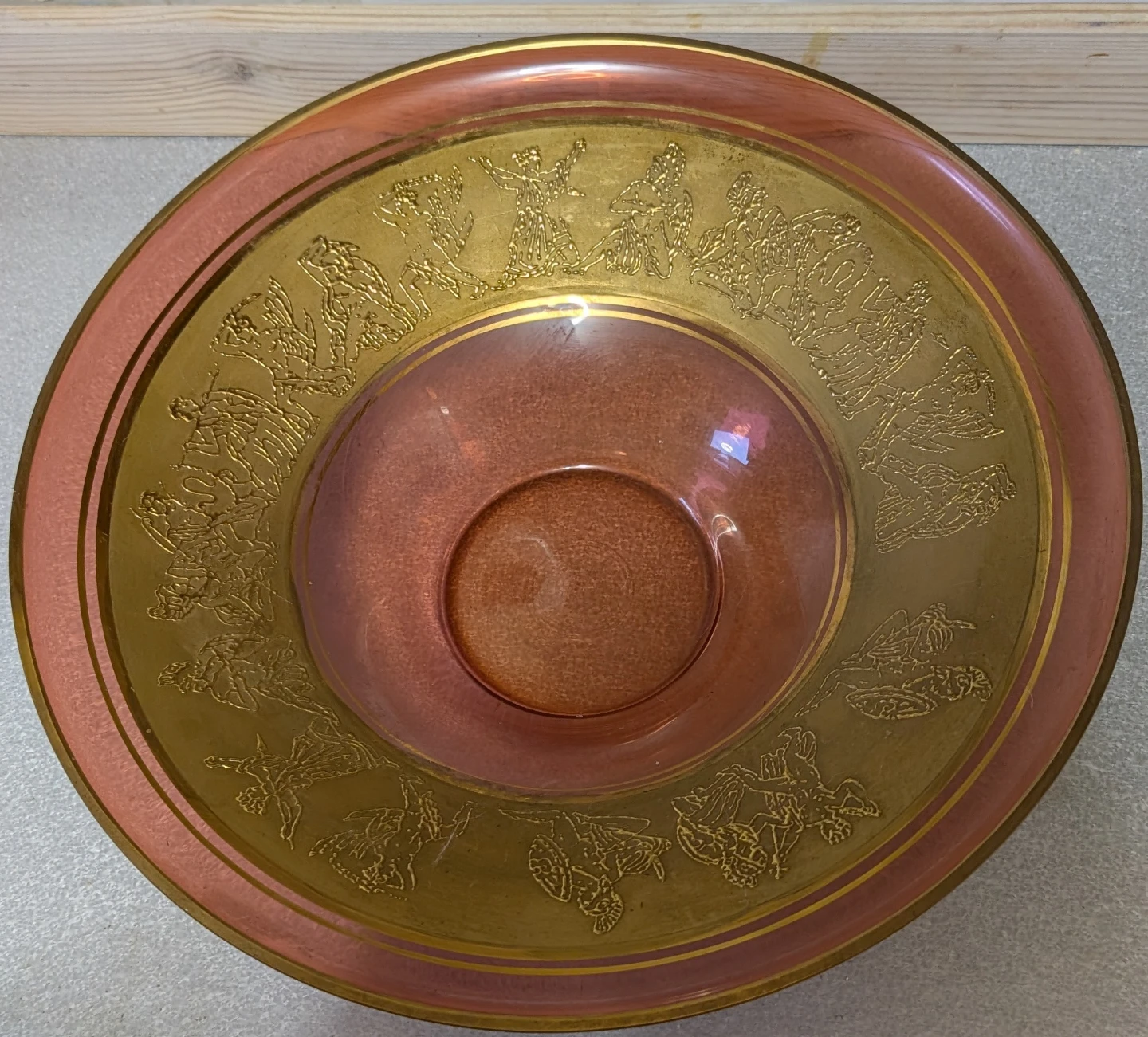 Decorative Glass Bowl with Gold Engraved Figures - photo 2