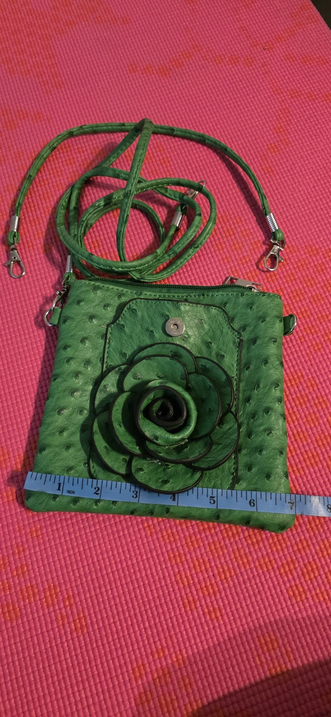 Green cross-body bag with flower accent - photo 5