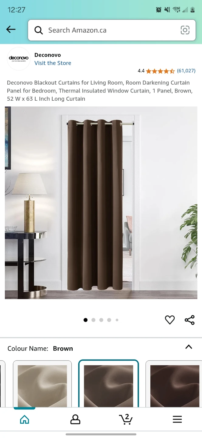 Deconovo Brown Blackout Curtains - 52" W x 63" L
