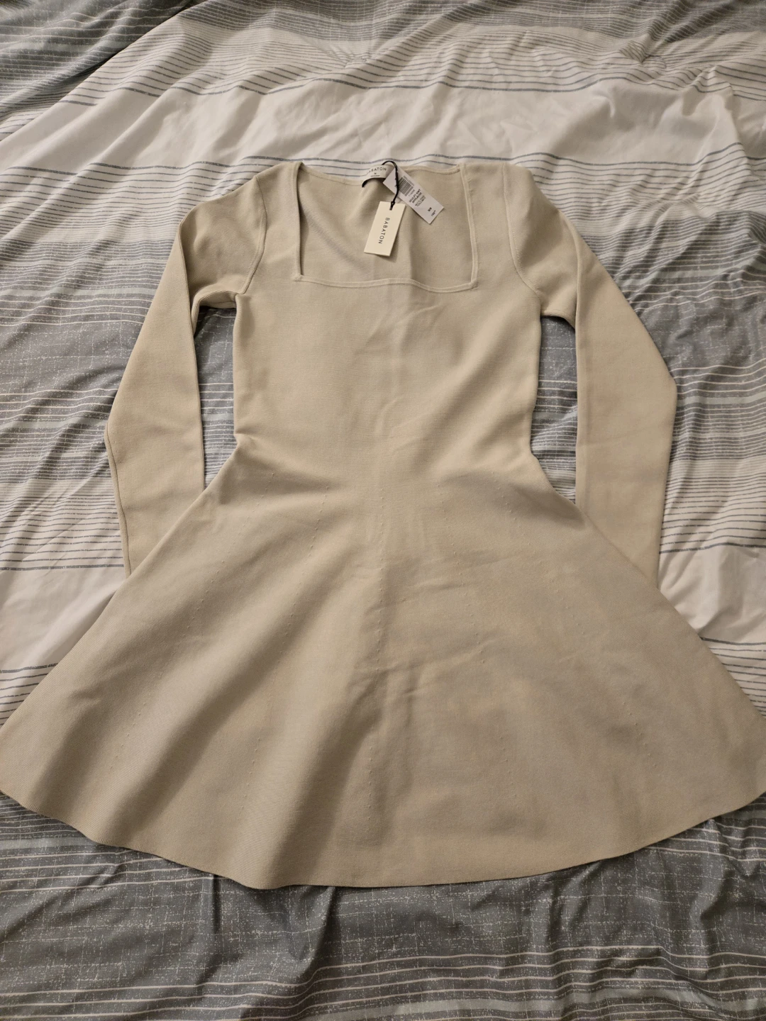 Babaton Knit Mini Dress - Beige, Size M