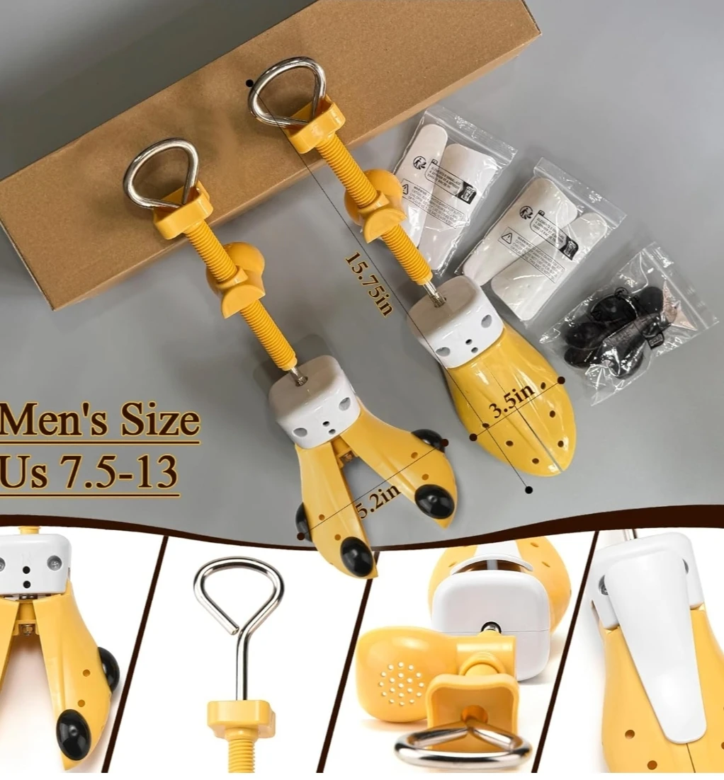 Shoe Stretcher Pair for Men's Size 7.5-13, Yellow - photo 5