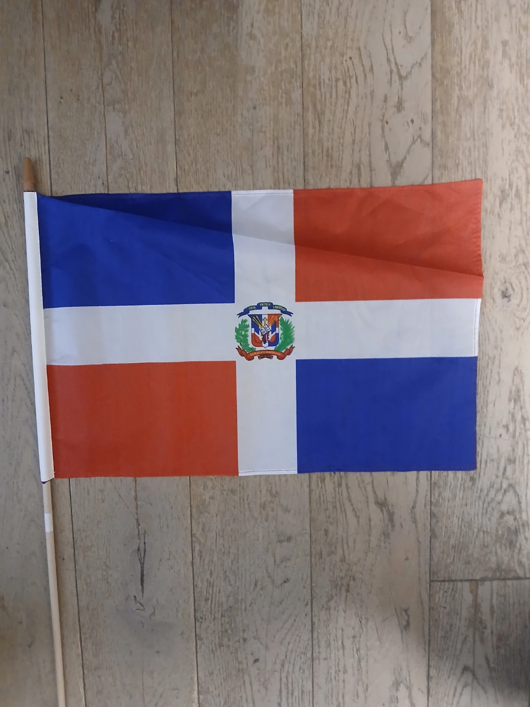 Dominican Republic Handheld Flag with Pole