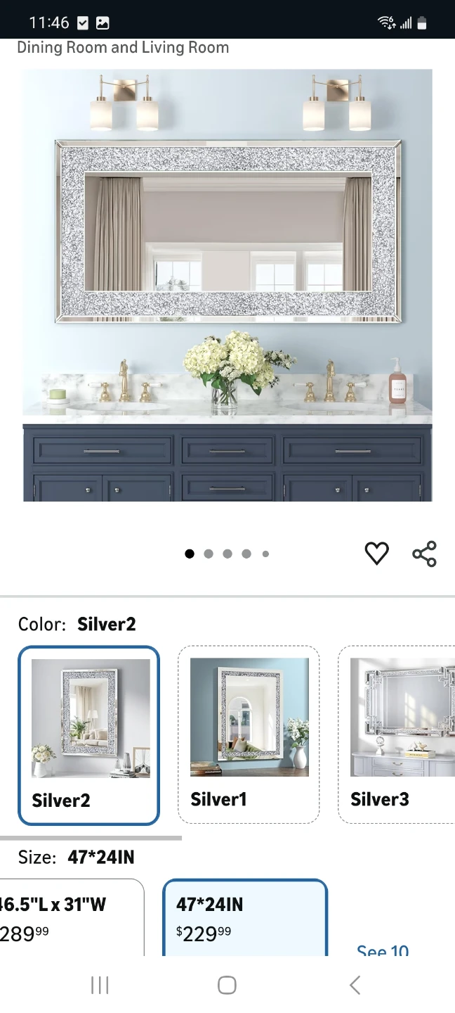 Crushed Diamond Accent Mirror 47" x 24"