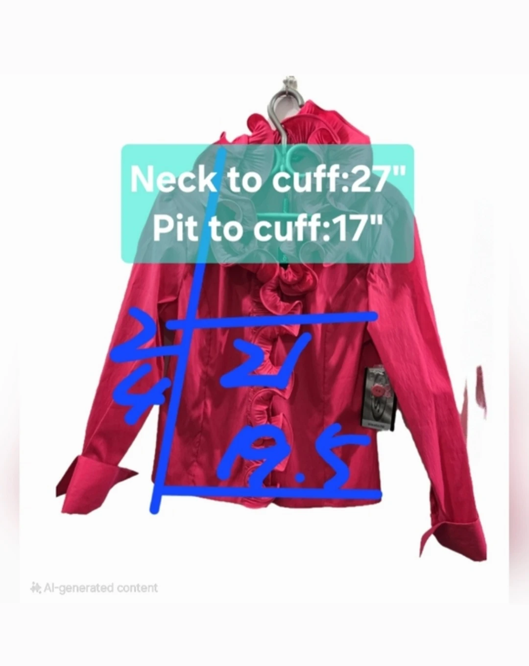 BNWTT Samuel Dong Fuchsia Ruffle Blouse Jacket Size L - photo 2