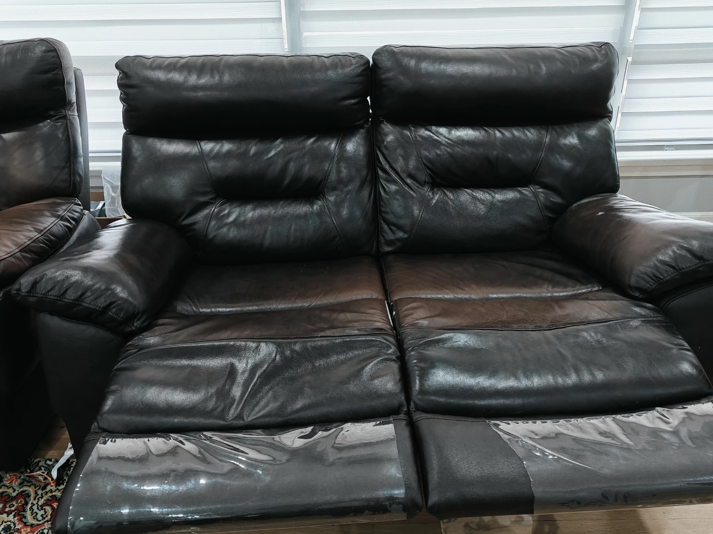 Leather Reclining Sofa - 3 Seater, + Queen size matress & frame - photo 2