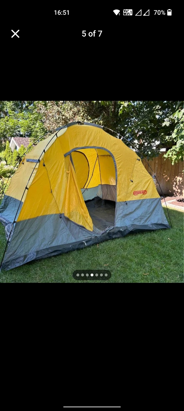 Conquest 5-6 Person Dome Tent - Yellow/Grey