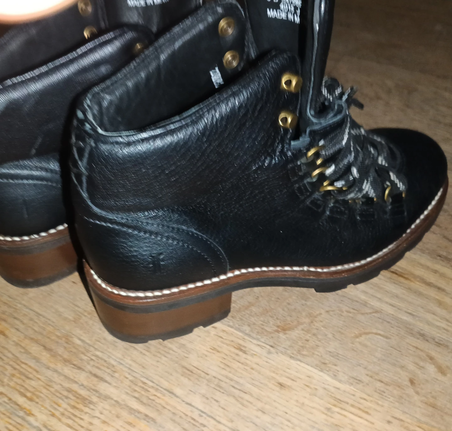 FRYE Black Leather Lace-Up Hiking Boots
