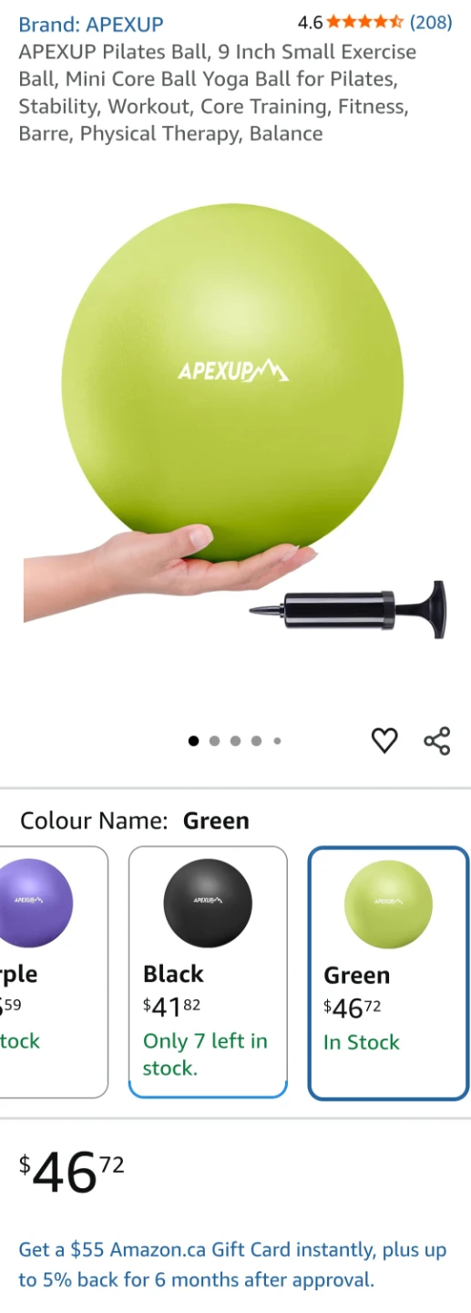 BNIB Pilates Ball - 9 Inch Small Exercise Ball, Green - photo 3