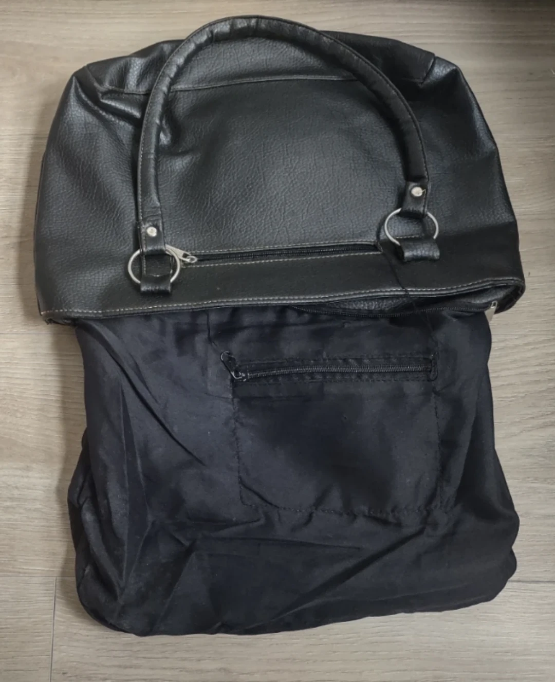 Black Faux Leather Tote Handbag - photo 2