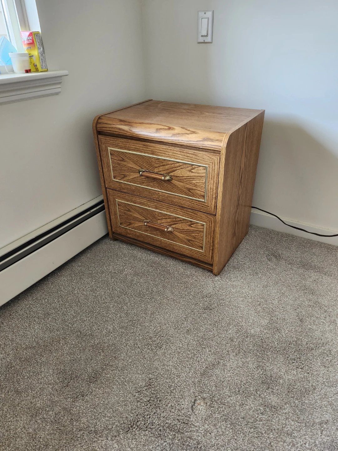 2  Faux Wood Nightstand with 2 Drawers