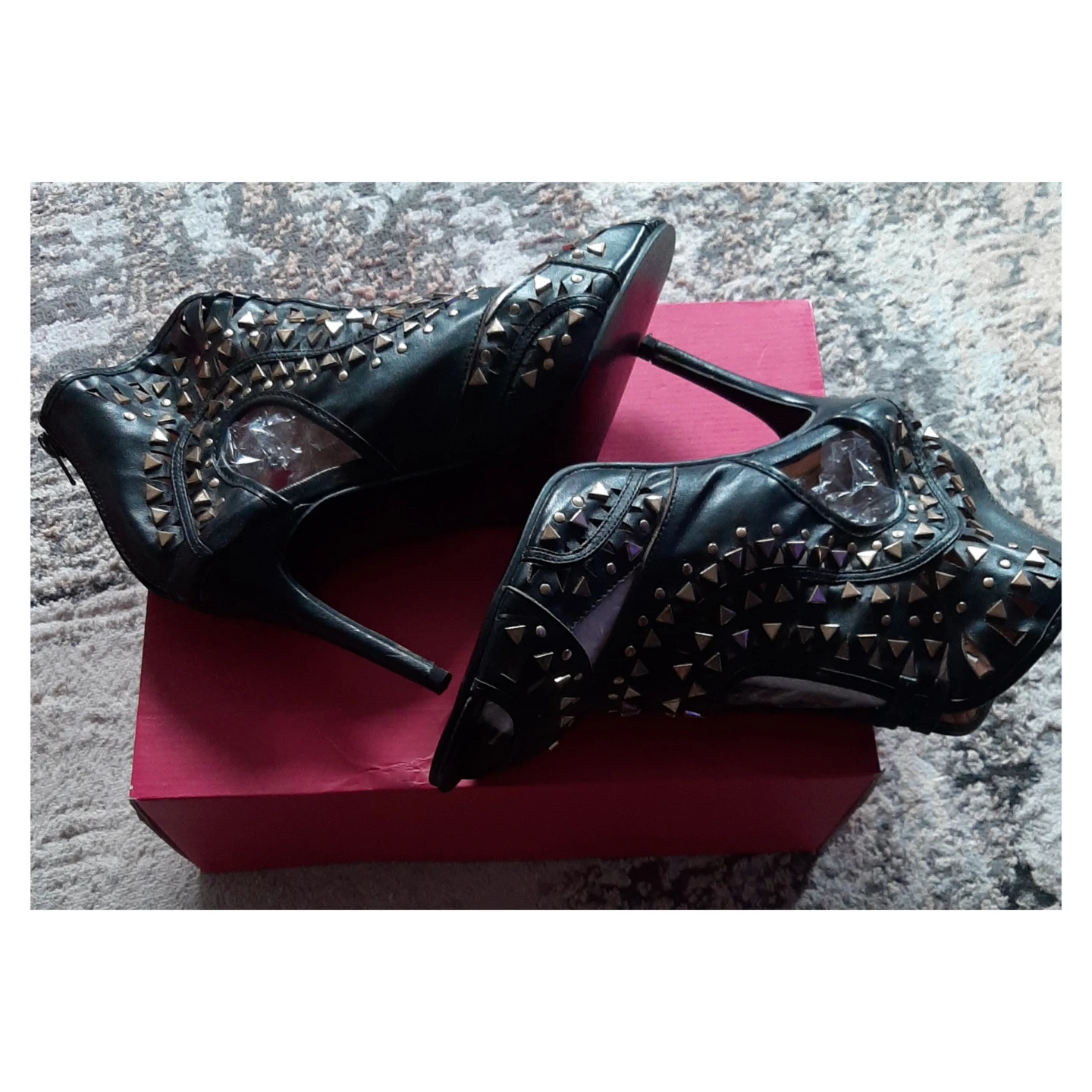 Black Studded High Heel Booties - photo 5