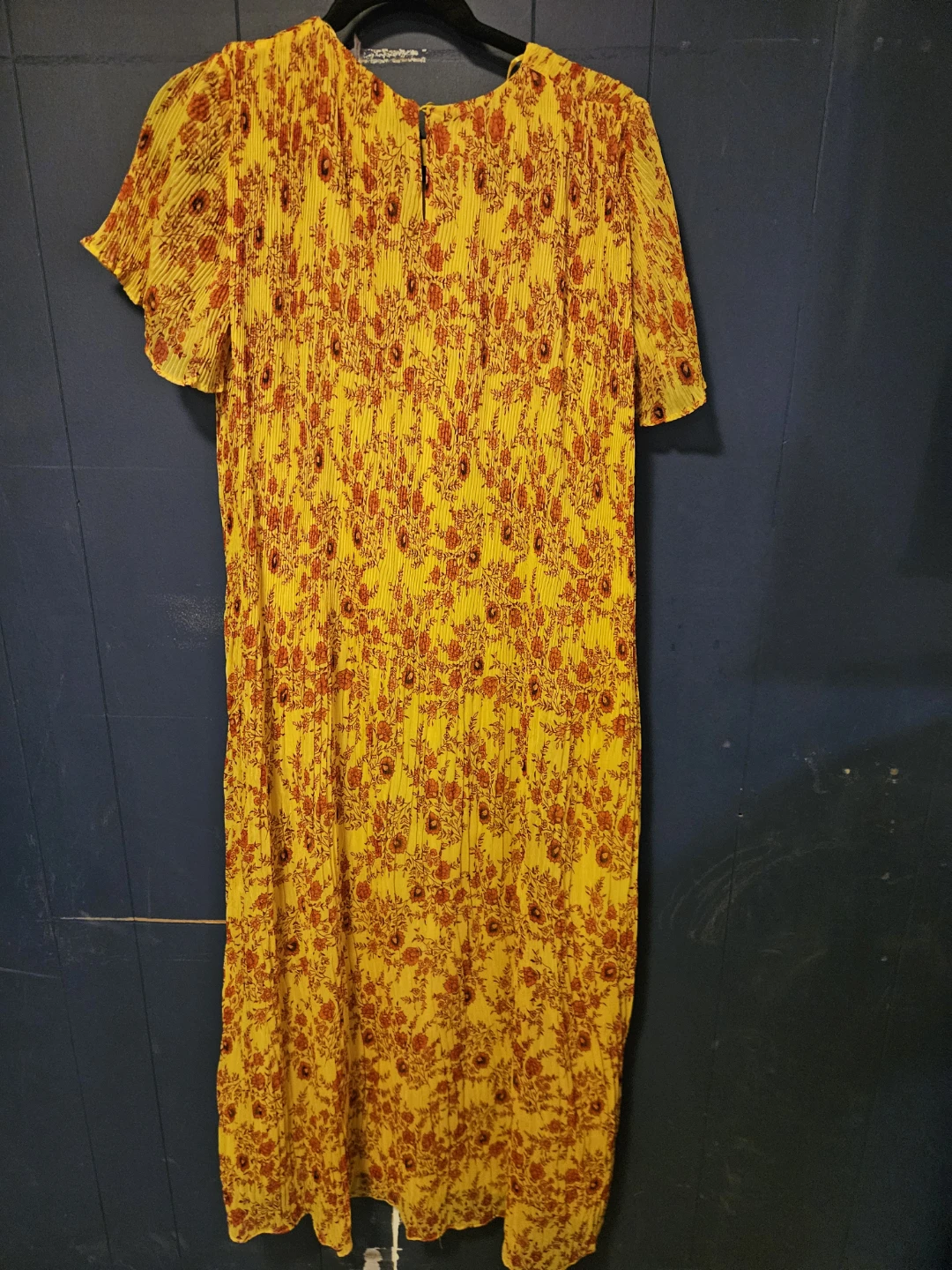 ZARA Women's Yellow Floral Print Pleated Midi Dress - photo 4